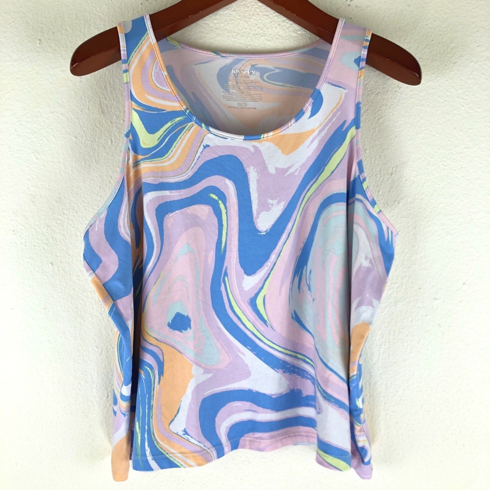 Joyspun XL Soft Tank Top Pastel Marble Swirl Kidcore Maximalist 70s Artsy Indie